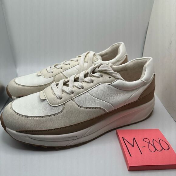 CUSHIONAIRE Women's lace up Sneaker +Comfort Foam 11 WHITE/TAN - Picture 3 of 7